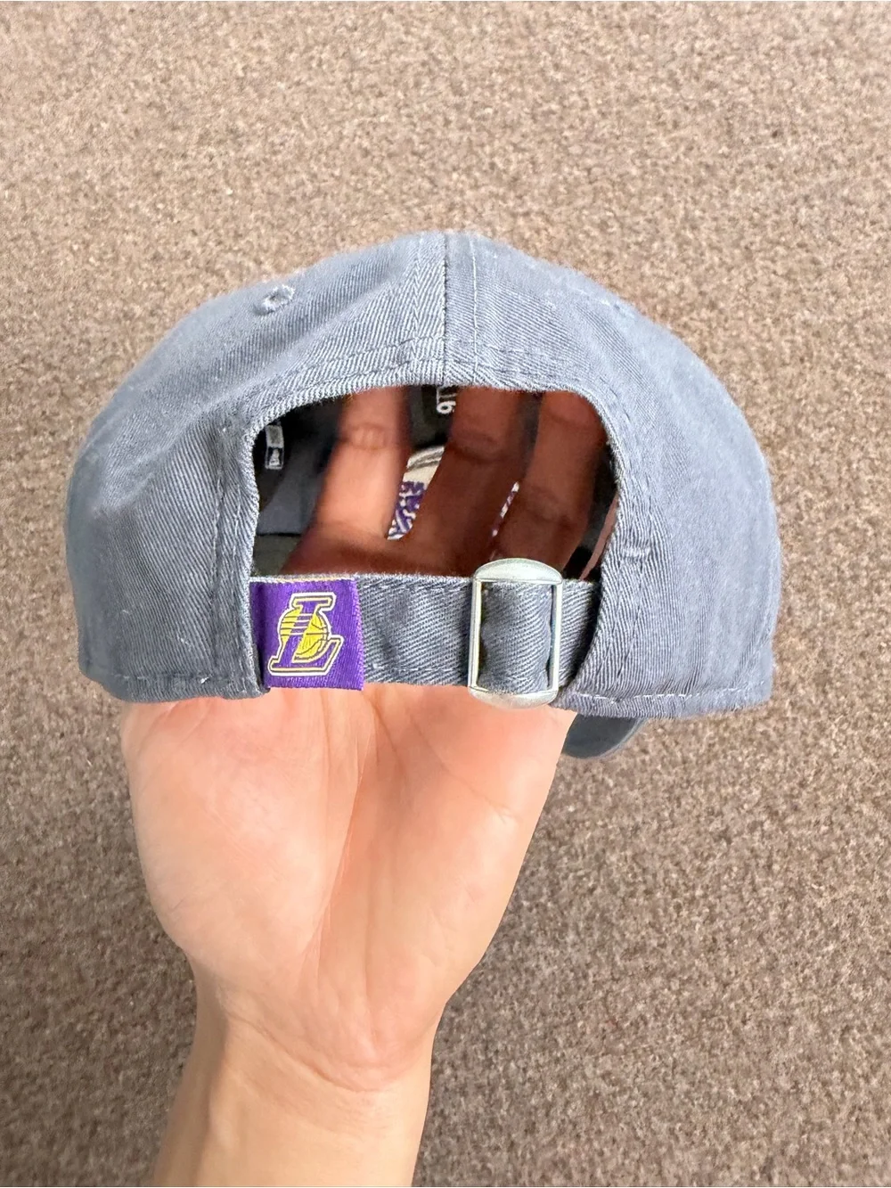 Gray Lakers Dad Cap with Embroidered Logo